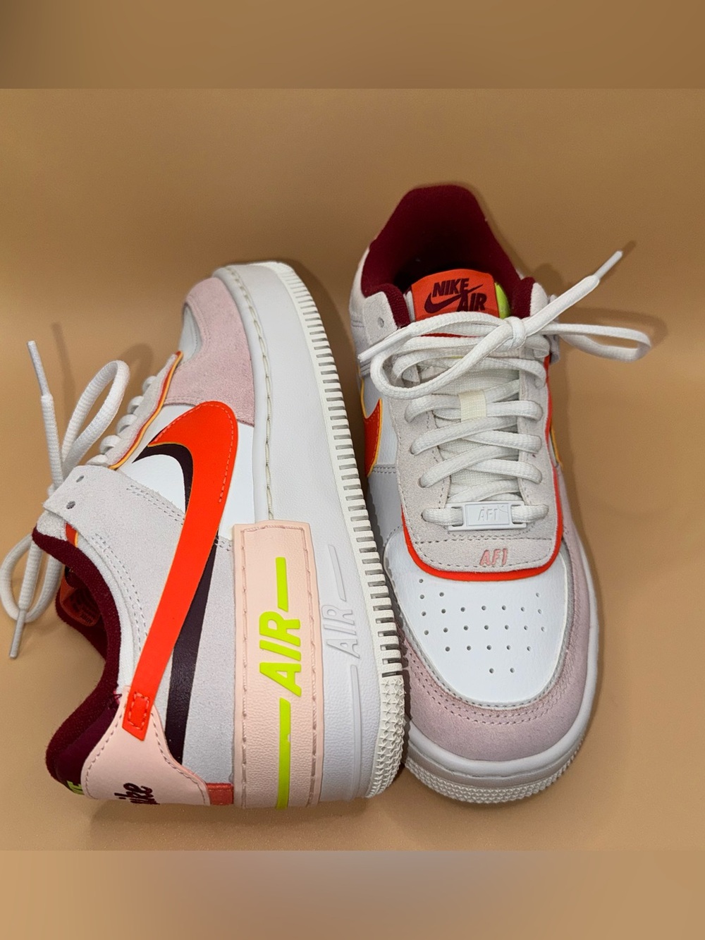 Nike Air Force 1 Shadow White Crimson Tint Bright Mango Sneakers Women 7 /M 5.5 - Picture 13 of 17